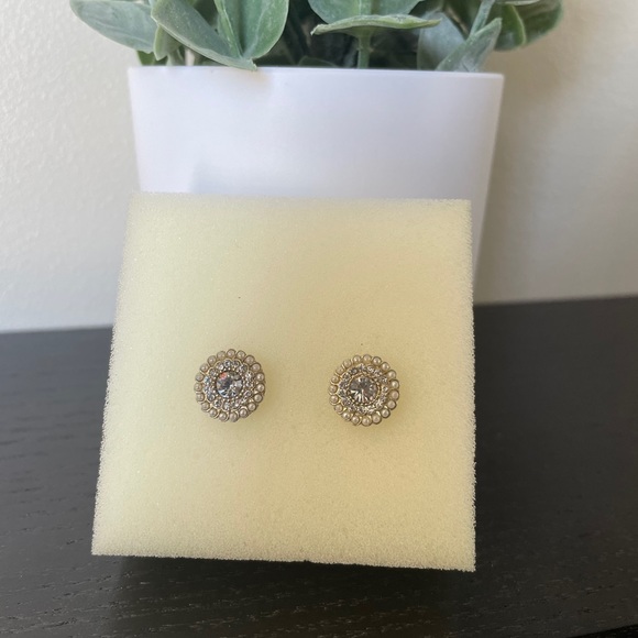 Circular Crystal Studd Earrings - Picture 2 of 5